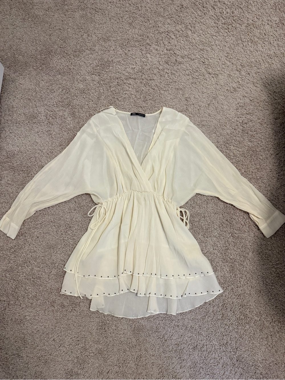 Zara cream flowy dress